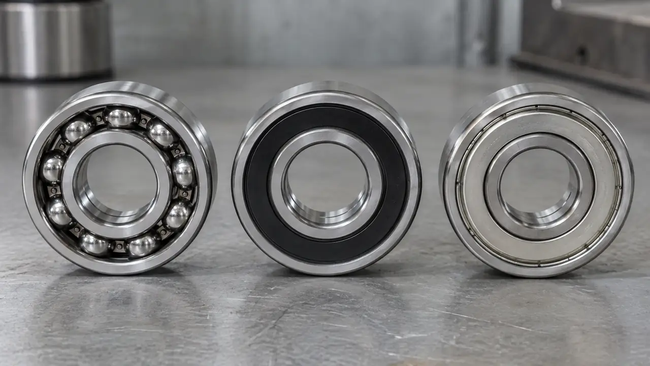 Bearing samples, a printed parts list and a caliper on a desk during a sourcing review