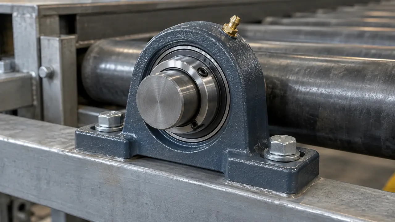Cast iron UCP pillow block bearing unit with insert bearing, set screws and grease fitting