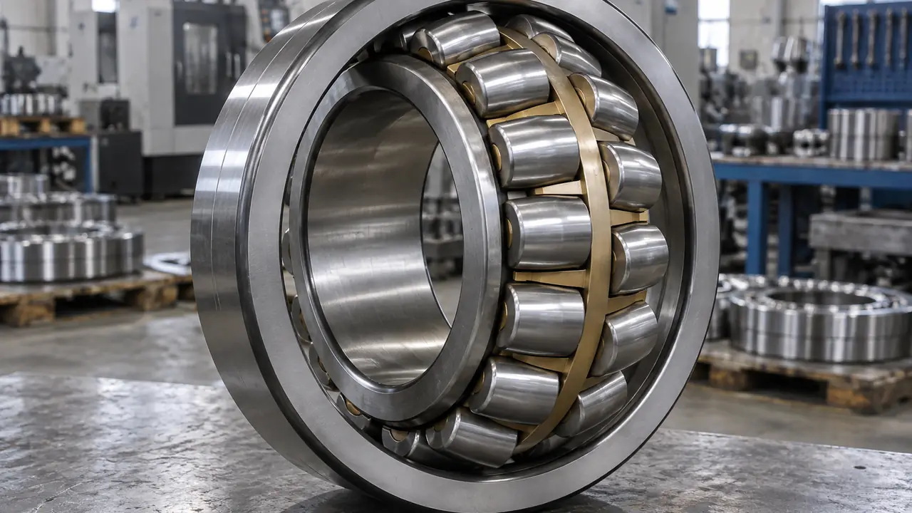 Double row spherical roller bearing with barrel rollers and a tapered bore beside an adapter sleeve